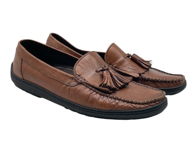 BRAGANO MEN'S BROWN LEATHER TASSEL LOAFERS