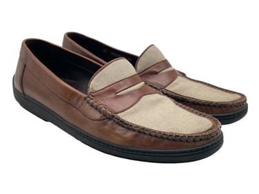 BRAGANO MEN'S TWO-TONE LEATHER & CANVAS LOAFERS