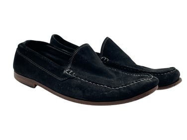 DONALD PLINER MEN'S BLACK SUEDE MOCCASIN LOAFERS