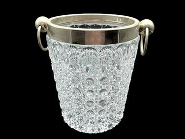 VINTAGE GLASS ICE BUCKET 8.5"