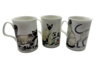 SET OF 3 SIAMESE CAT MUGS