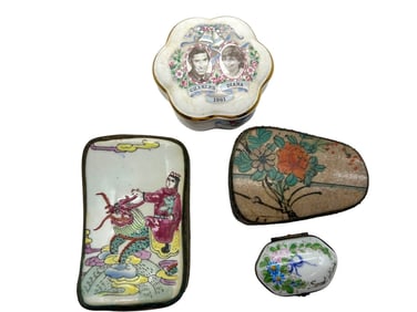 SET OF 4 ANTIQUE TRINKET AND PILL BOXES