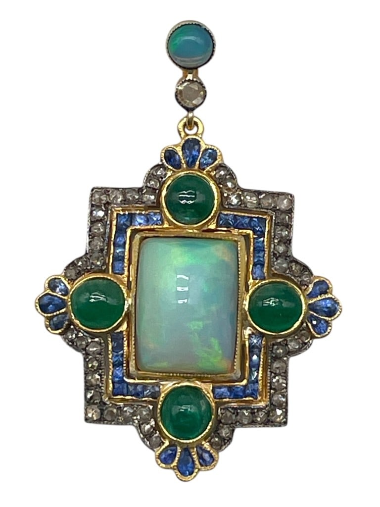 GOLD AND SILVER PENDANT W/ OPAL 6.14G (1 of 6)