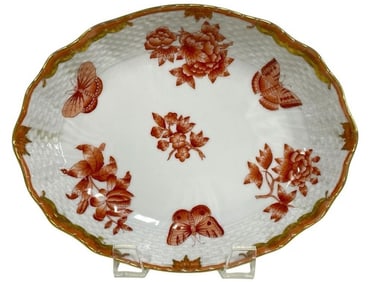 HEREND FORTUNA OVAL SHAPED BOWL 8.5"