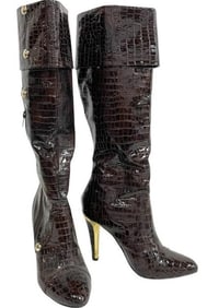 NEWPORT NEWS KNEEHIGH BROWN ALLIGATOR BOOTS SZ 7