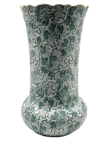 LARGE CHINESE PORCELAIN GREEN FLOOR VASE 21.5"
