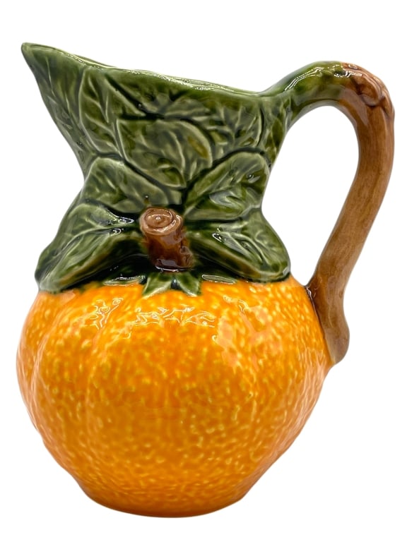 MAJOLICA STYLE CERAMIC ORANGE-FORM PITCHER 10" (1 of 6)