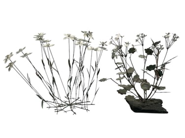 PAIR OF VINTAGE METAL BOTANICAL SCULPTURES