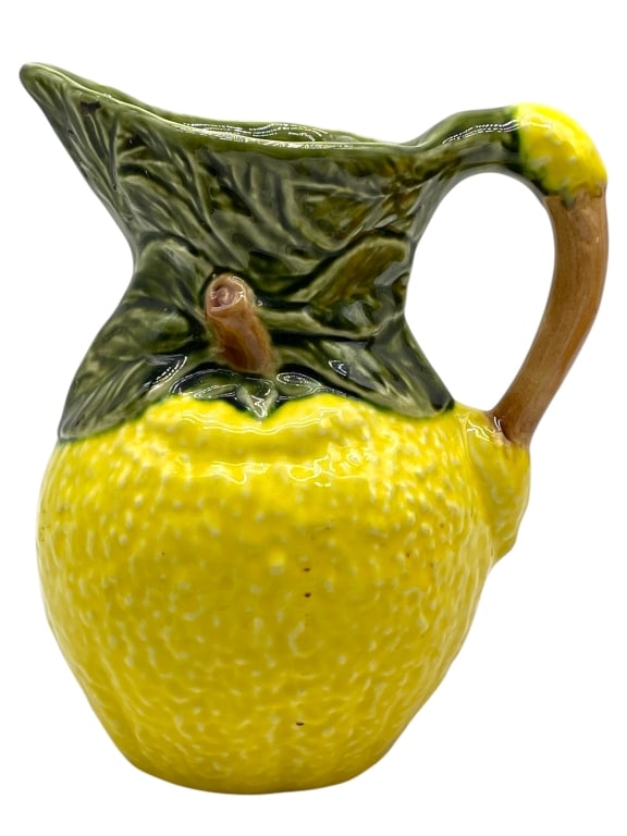 MAJOLICA STYLE LEMON FORM CERAMIC PITCHER 10" (1 of 6)