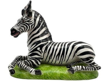 MID CENTURY ITALIAN CERAMIC ZEBRA FIGURINE 15"