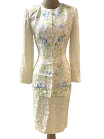 MAGGY LONDON 100% SILK TWO PIECE SUIT SZ 4