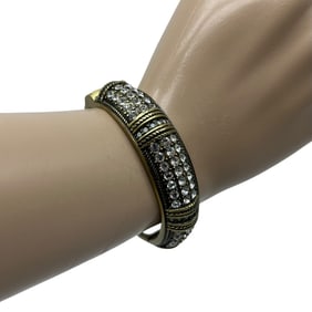 HEIDI DAUS GOLD-TONE HINGED CLAMPER BRACELET