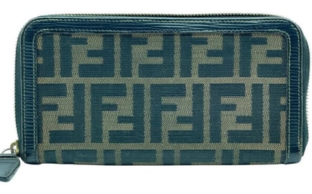 FENDI ZUCCA MONOGRAM ZIP-AROUND WALLET 7"