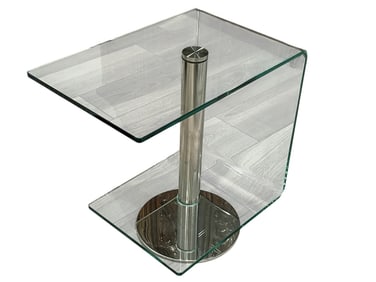 MODERN CONTEMPORARY GLASS AND CHROME SIDE TABLE