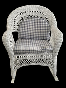 VINTAGE WHITE WICKER ROCKING CHAIR