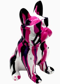 PINK GRAFFITI FRENCH BULLDOG WITH GLASSES 8"