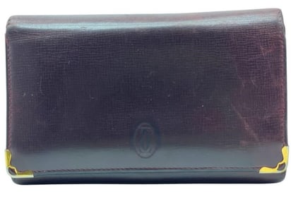 VINTAGE CARTIER BORDEAUX LEATHER WALLET 6"