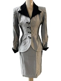 VICTOR COSTA BY NAHDREE GREY & BLACK SUIT SZ 4