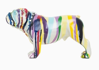 HAND PAINTED GRAFFITI BULLDOG SCULPTURE 10"