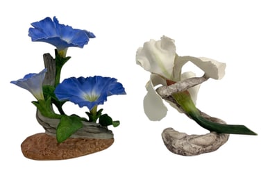 PAIR OF BOEHM PETUNIA AND IRIS FLORALS