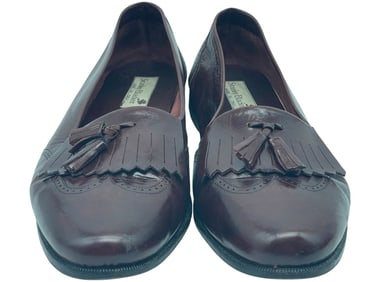 STANLEY BLACKER BURGUNDY MEN'S TASSEL LOAFERS 12D