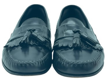 BASS & CO. MEN'S BLACK LEATHER TASSEL LOAFERS 12M