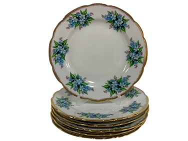 SET OF SIX FINE CHINA FLORAL SALAD PLATES 7"