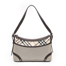 BURBERRY NOVA CHECK CANVAS SHOULDER BAG