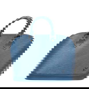LOUIS VUITTON BLUE EPI LEATHER ALMA PM HANDBAG: LOUIS VUITTON BLUE EPI LEATHER ALMA PM HANDBAG – CLASSIC TOP HANDLE BAG – THIS STUNNING LOUIS VUITTON ALMA PM IS CRAFTED FROM THE HOUSE'S SIGNATURE TEXTURED EPI LEATHER IN A RARE BLUE COLORWAY. TH