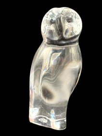 BACCARAT CRYSTAL GLASS OWL PAPERWEIGHT