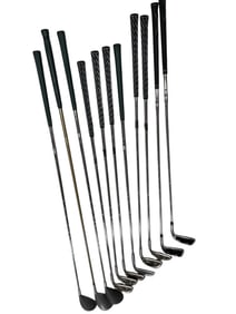 GOLF CLUBS INCLUDING VARIOUS IRONS, WOODS & PUTTER