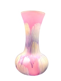 RUEVEN NOUVEAU ART GLASS WATER COLOR VASE 8"