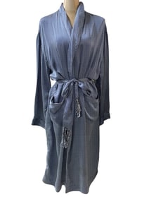KASSATLY CLASSIC NAVY AND WHITE POLKA DOT ROBE