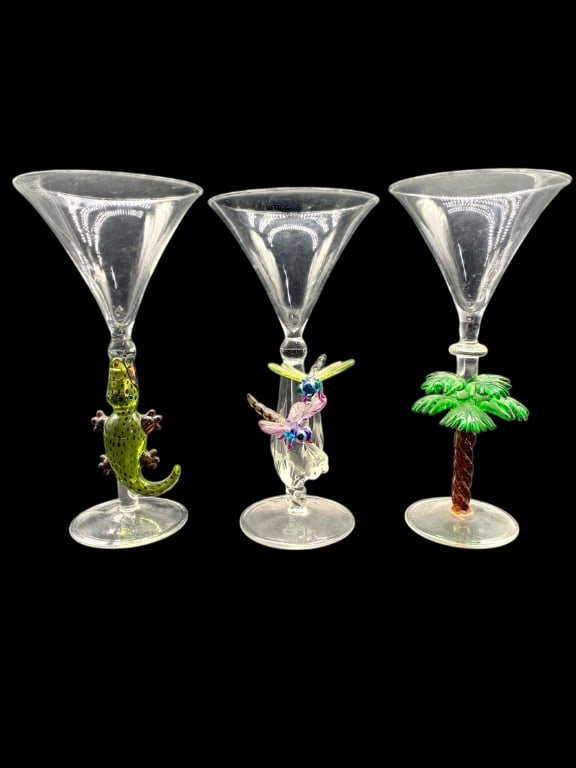 SET OF THREE FUN MARTINI GLASSES (1 of 3)
