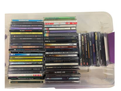COLLECTION OF 50+ CDS: COLLECTION OF 50+ CDS -CONDITIONS VARY -MASSIVE LOT OF 50+ CDS FEATURING ICONIC ROCK, METAL, ALTERNATIVE, AND ELECTRONIC ARTISTS. THIS COLLECTION INCLUDES LEGENDARY BANDS LIKE PINK FLOYD, AC/DC, R.E.M