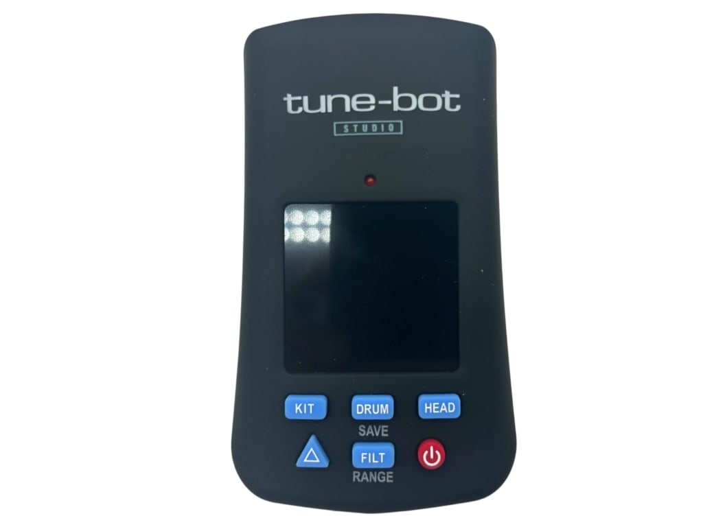 TUNE-BOT STUDIO CLIP-ON DIGITAL DRUM TUNER 4": TUNE-BOT STUDIO CLIP-ON DIGITAL DRUM TUNER -VERY GOOD PRO-OWNED CONDITION -APPROX 4" -A HIGH-PRECISION TUNING DEVICE DESIGNED FOR ACOUSTIC DRUMS. PERFECT FOR DRUMMERS, SOUND TECHNICIANS, AND RECORDING