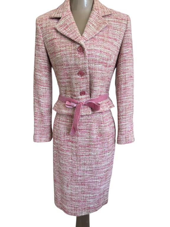 BILL BLASS SIZ 6 PINK TWEED SKIRT SUIT SZ 4 (1 of 2)