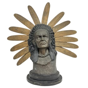 BRONZE NATIVE AMERICAN CHEIF BUST SCULPTURE