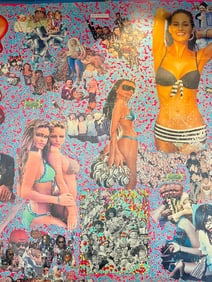 LARGE MICHAEL ANDERSON  MIXED MEDIA PAINTING 95"