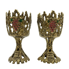 PAIR OF SIGNED WAINBERG VINTAGE BRASS GOBLETS