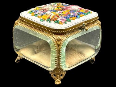 JEWELRY CASKET WITH COLORFUL MICRO MOSAIC LID