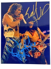 AUTOGRAPHED PHOTO EDDIE VAN HALEN DAVID LEE ROTH