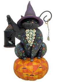 LARGE JIM SHORE NIGHT WATCH  BLACK CAT W BOX 20"
