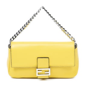 FENDI MICRO BAGUETTE YELLOW CALF LEATHER HANDBAG