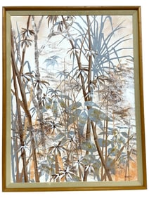 THOMAS DELL LARGE TROPICAL MODERNIST PAINTING 43"