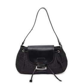 FENDI PLEATED DRAWSTRING FLAP ZUCCHINO CANVAS BAG