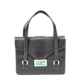 395MFENDI FLAP SATCHEL – BLACK CALFSKIN LEATHER