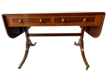 MAHOGANY DROP-LEAF PARTNERS TABLE W LIONS HEADS