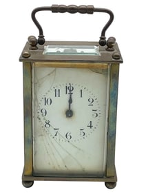 ANTIQUE BRASS CARRIAGE CLOCK 5.25"