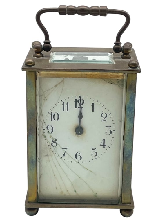 ANTIQUE BRASS CARRIAGE CLOCK 5.25" (1 of 11)
